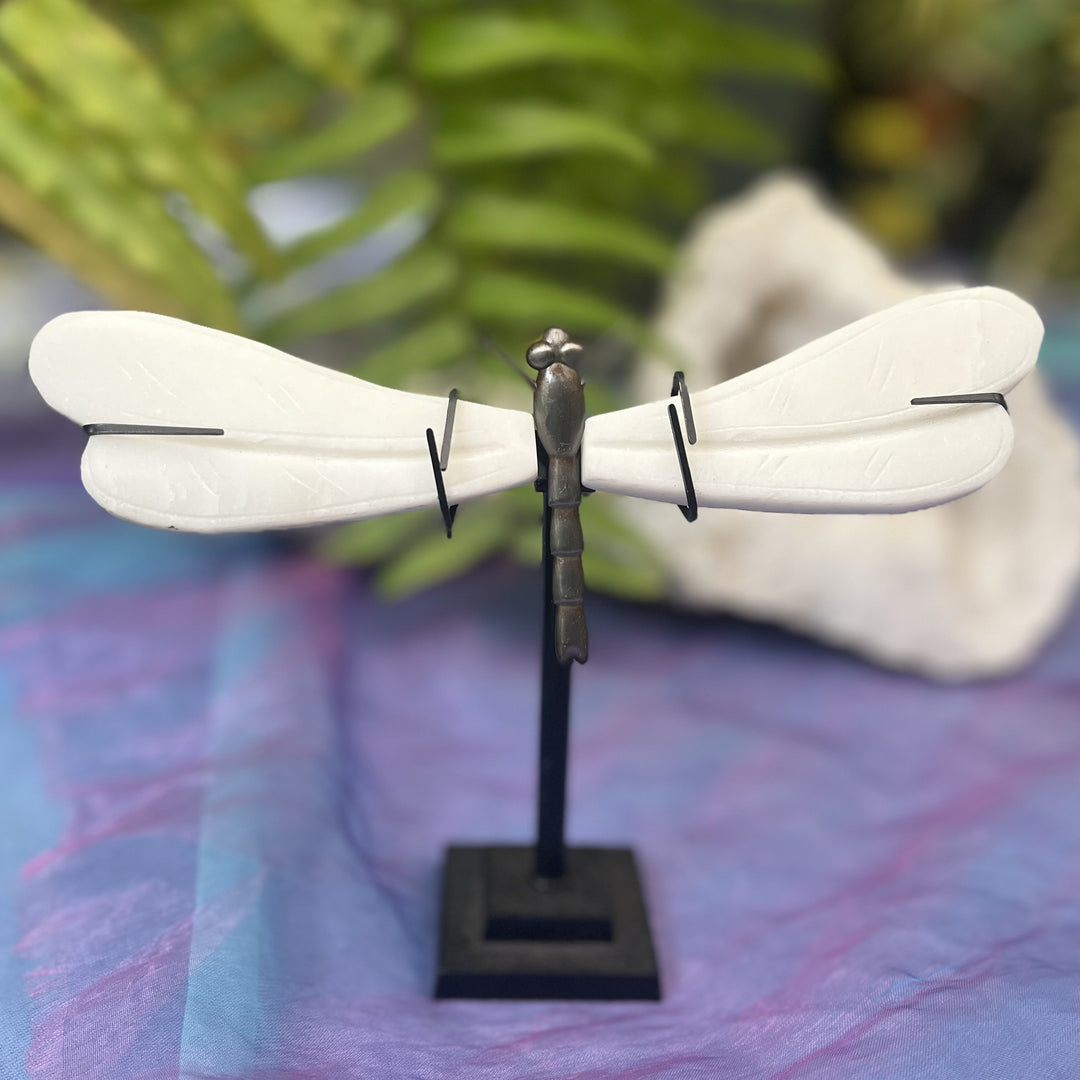 Dragonfly Wings White Jade  8.3 cm