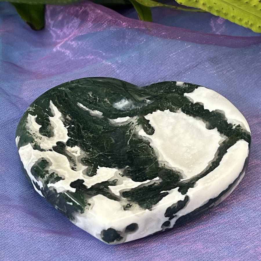 Heart Bowl Moss Agate 7.6 cm | Carpe Diem With Remi
