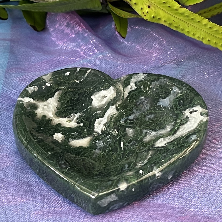 Heart Bowl Moss Agate 7.2 cm | Carpe Diem With Remi