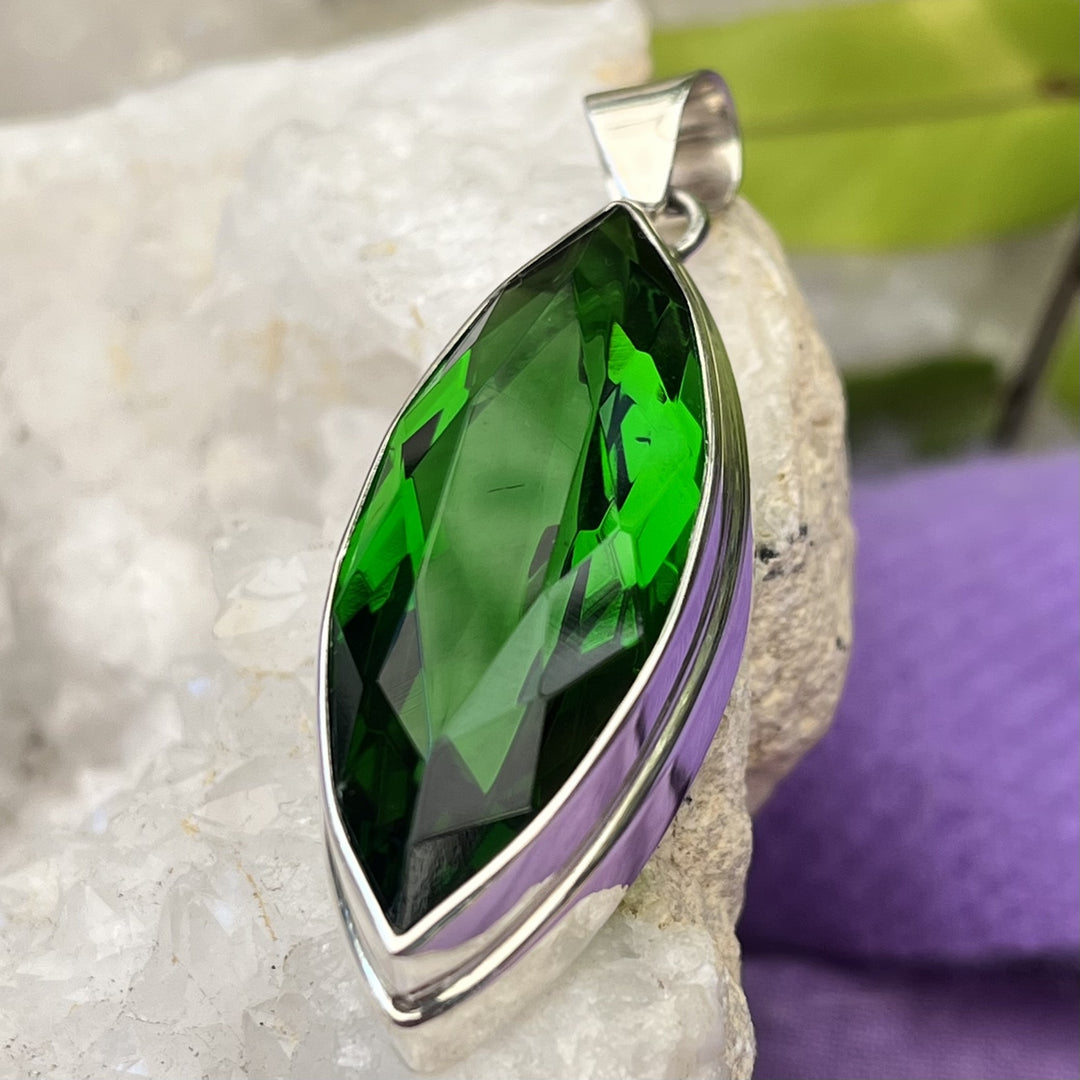 Pendant Green Obsidian Marquise Facet 5.3 cm