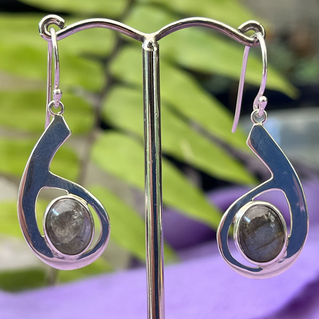 Earrings Labradorite Oval with Silver