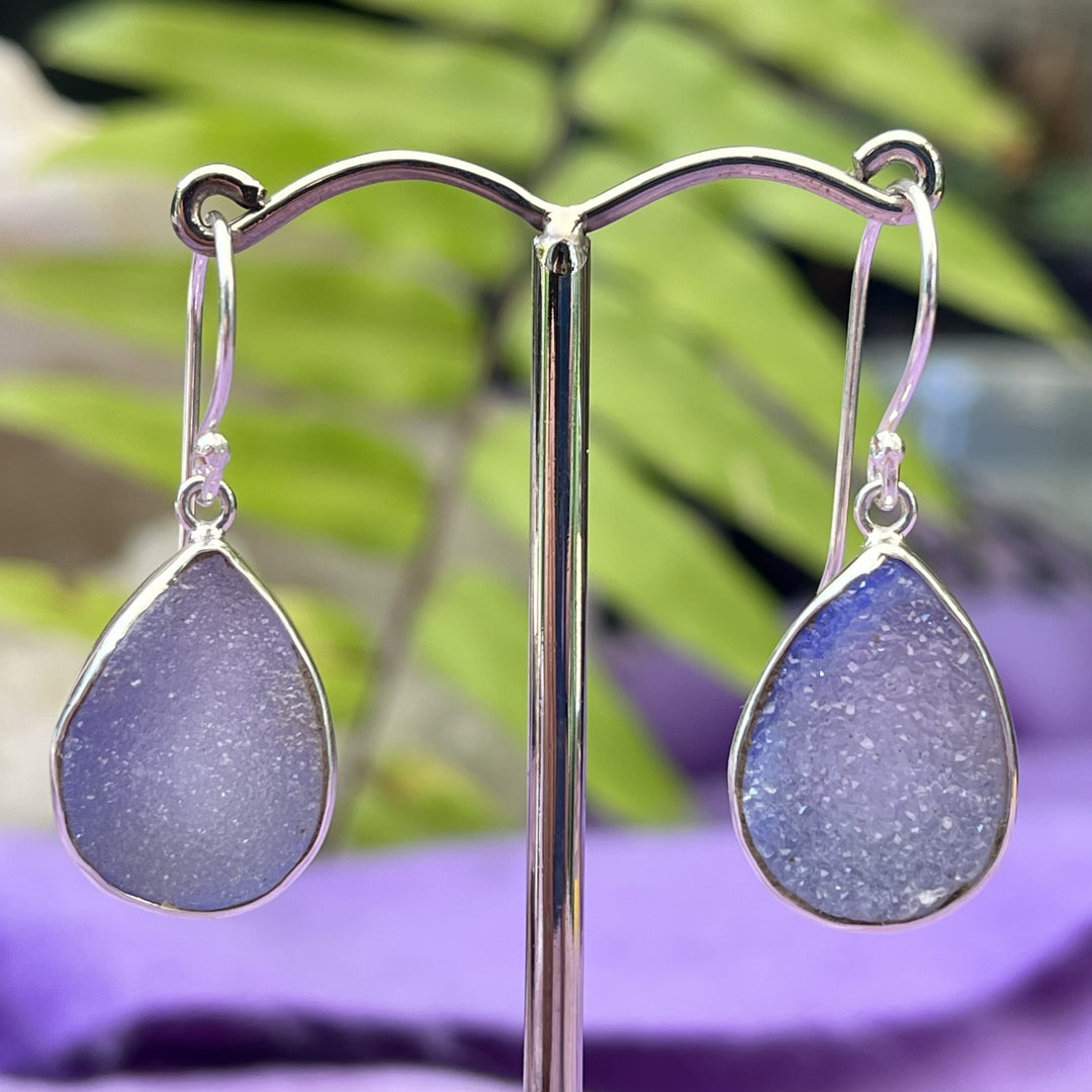 Earrings Druzy Blue Teardrop 3.6 cm
