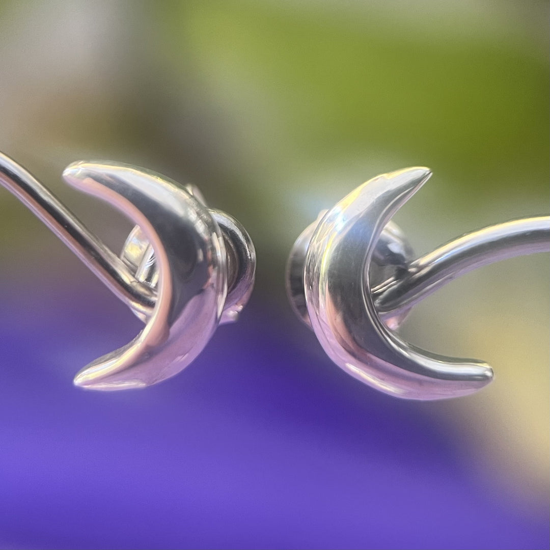 Stud Earrings Moon Signet 1.2 cm
