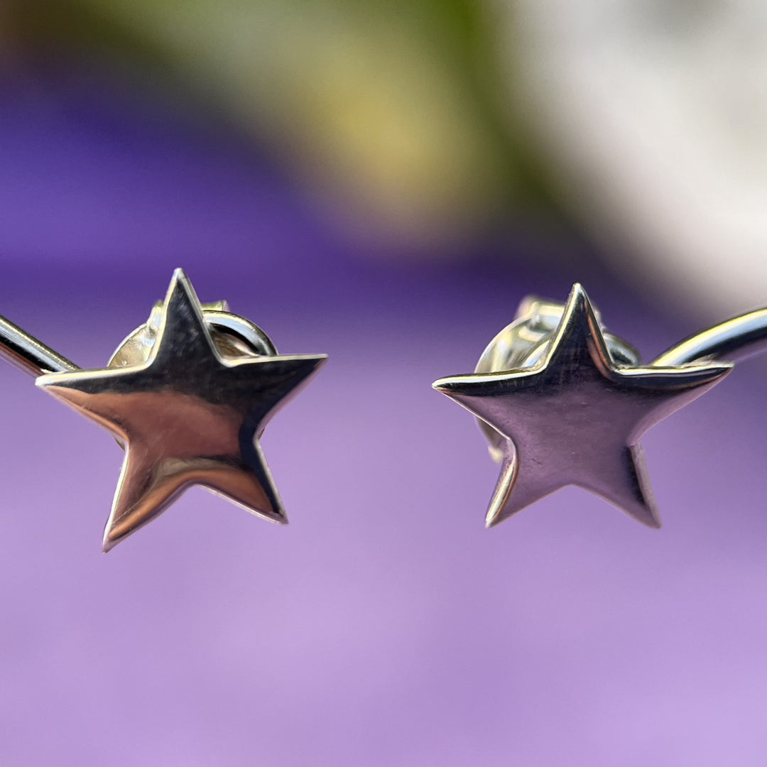 Stud Earrings Star Silver 1.2 cm