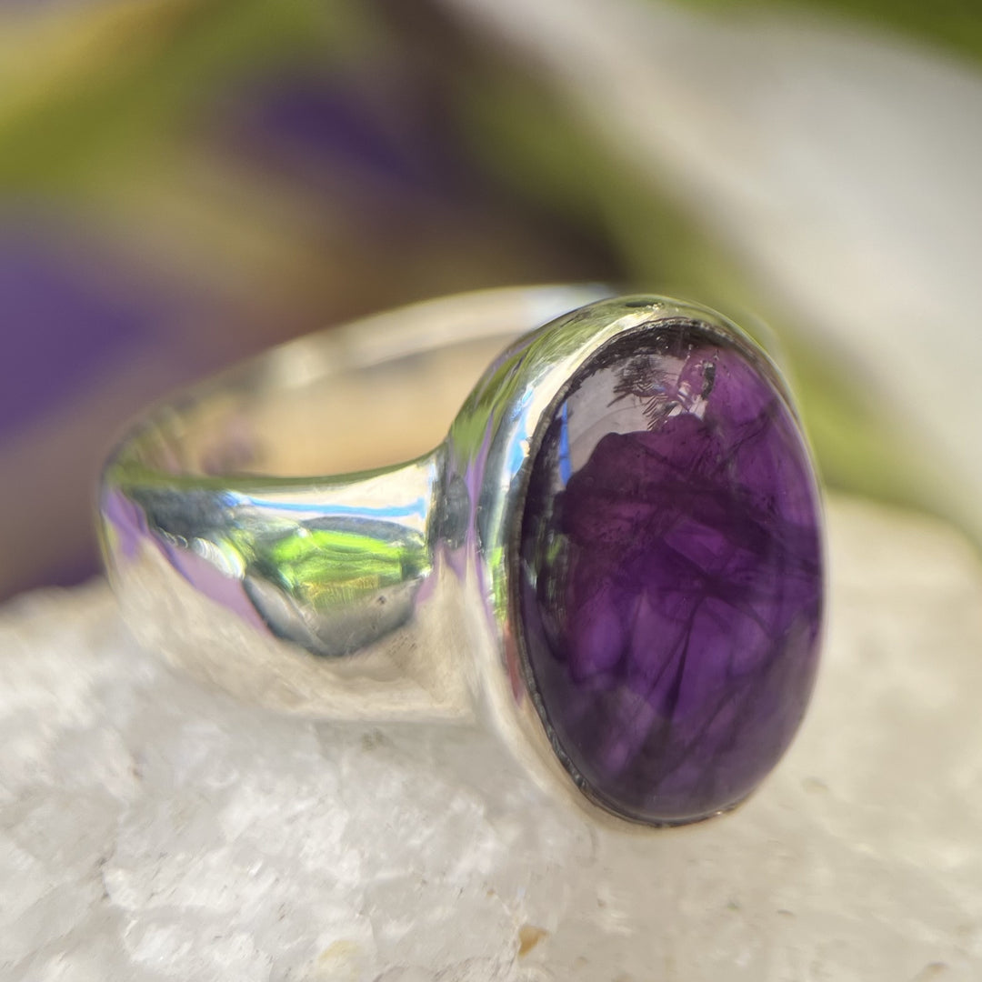 Ring Amethyst  Cabochon Oval 1.30 cm