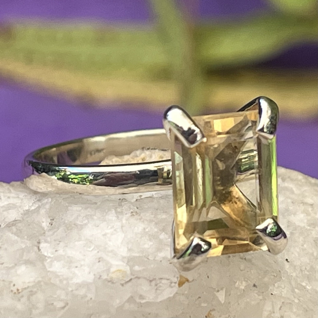 Ring Citrine Rectangle Facet 1.0 cm
