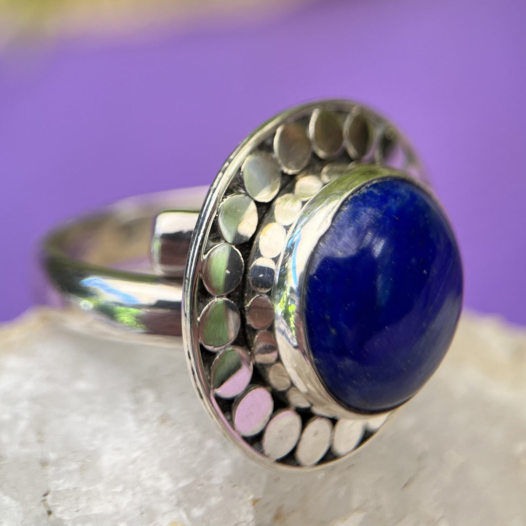 Ring Lapis Round Dots Adjustable 1.2 cm