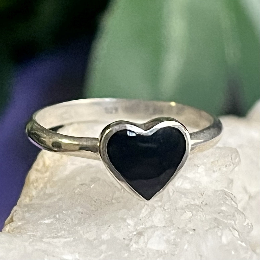 Ring Black Onyx Heart 0.5 cm