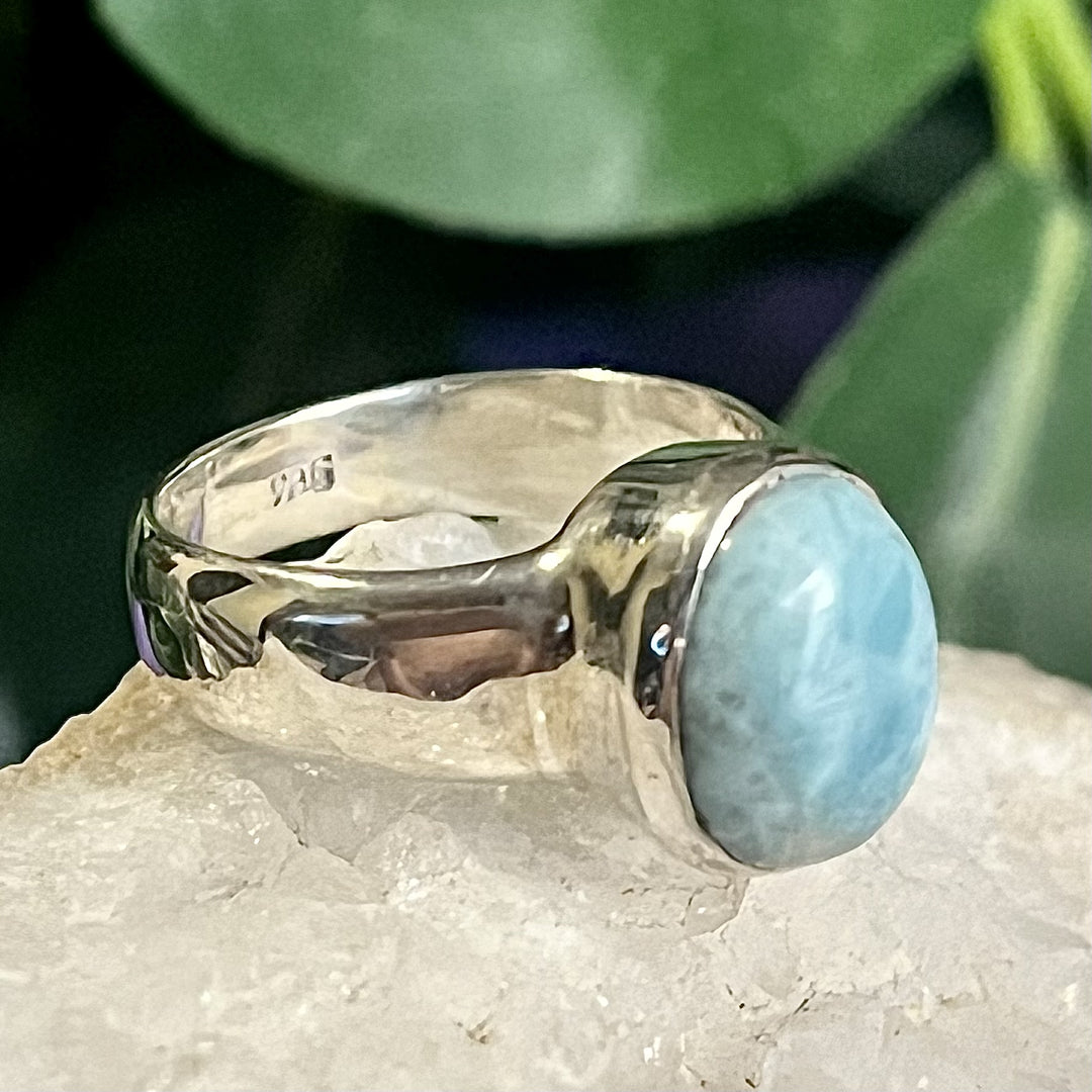Ring Larimar Oval Sterling Silver 1.10 cm