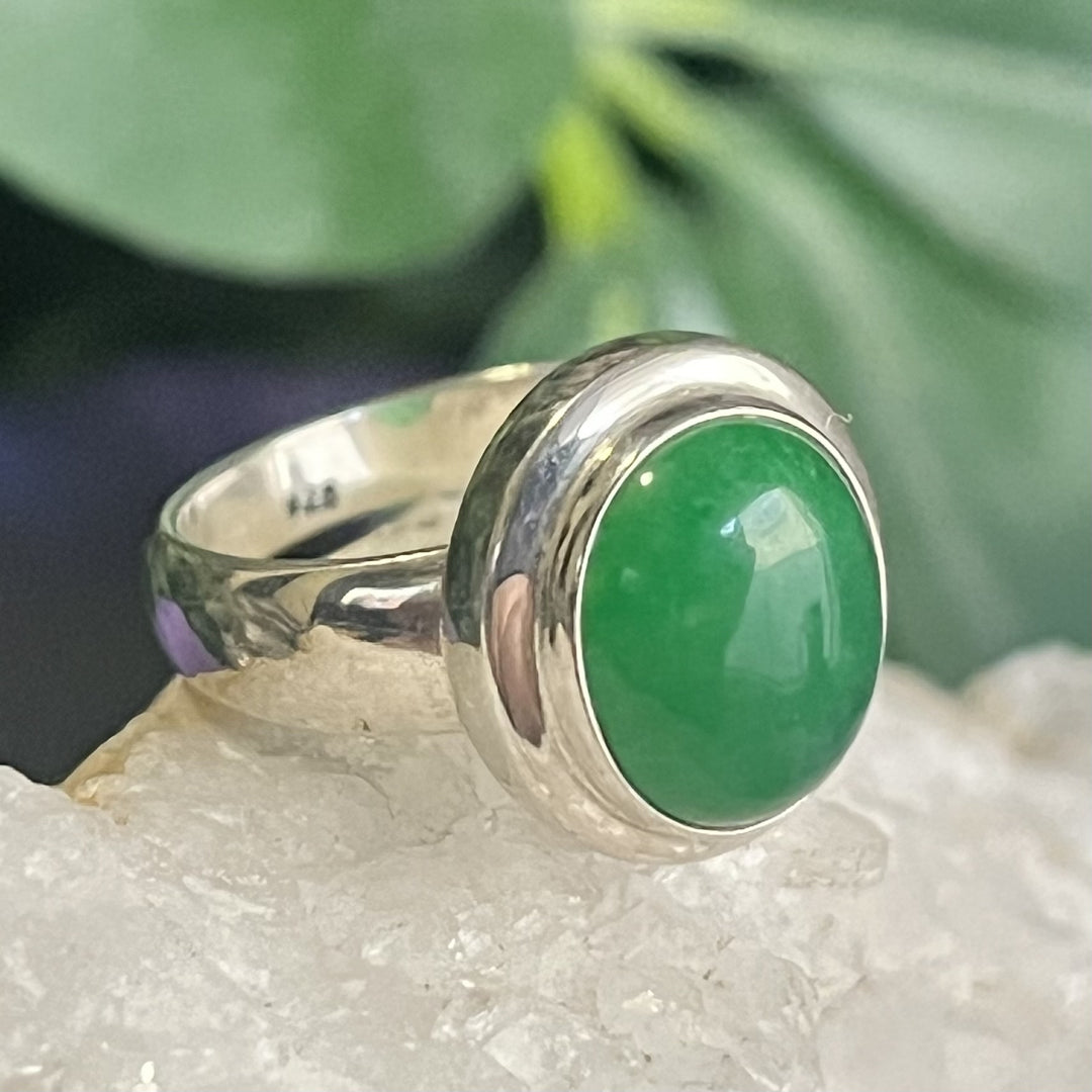 Ring Green Aventurine Oval 1.1 cm