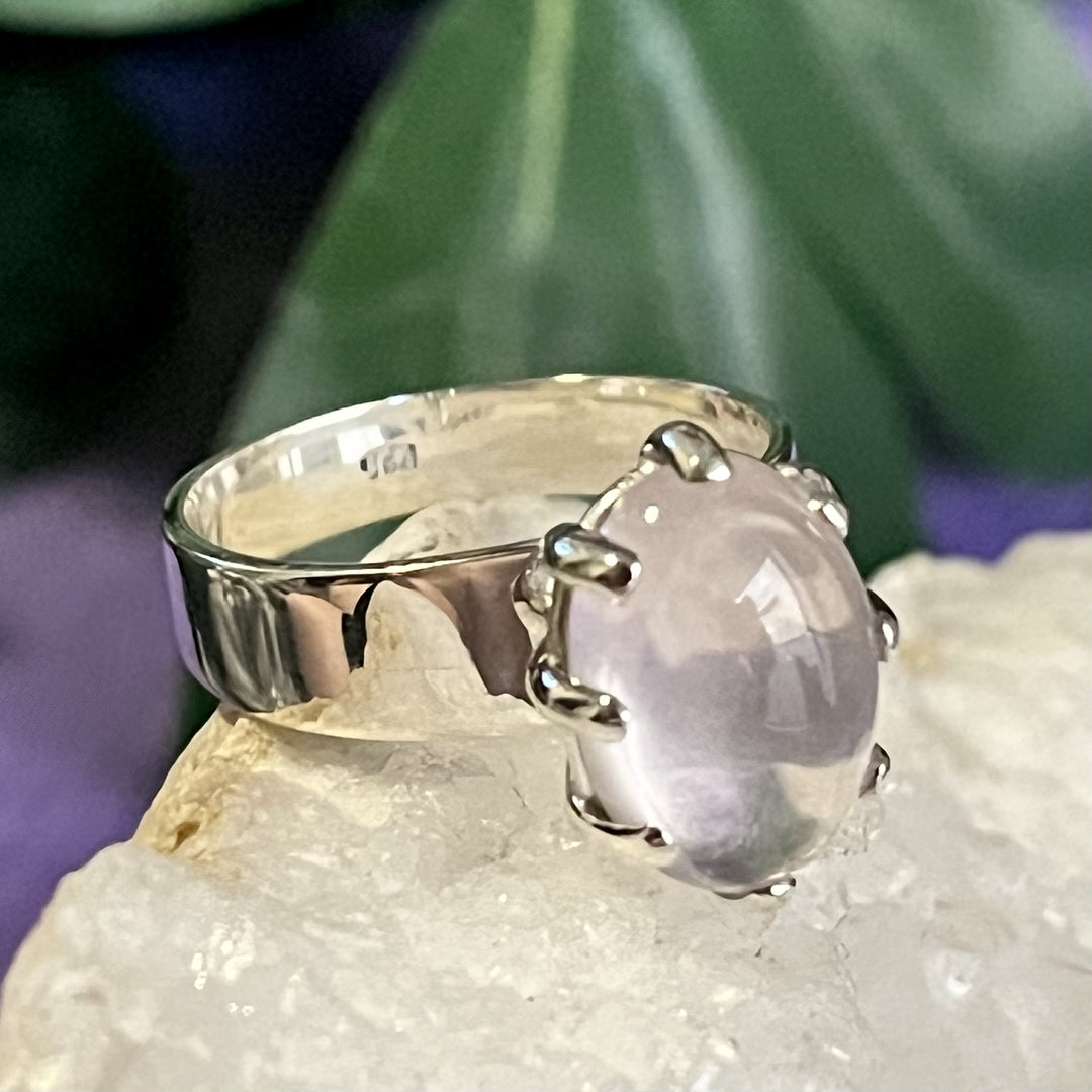 Ring Gyrasol Rose Quartz Oval Claw Setting 1.3 cm
