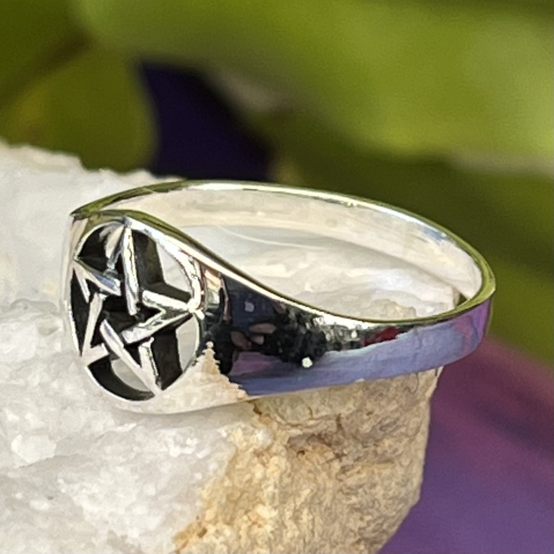 Ring Pentagram Symbol Sterling Silver