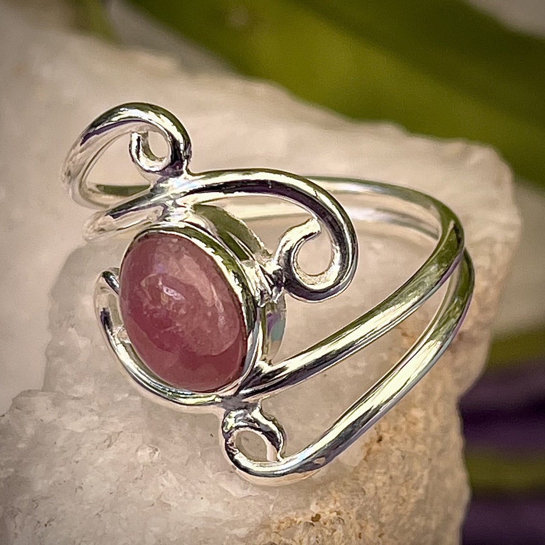 Ring Rhodocrosite Oval Filigree 0.9 cm