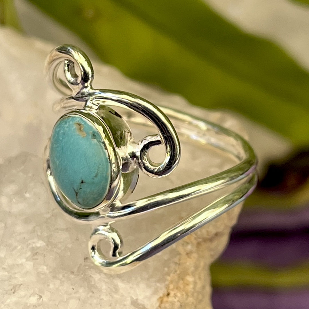 Ring Turquoise Oval Filigree 0.9 cm