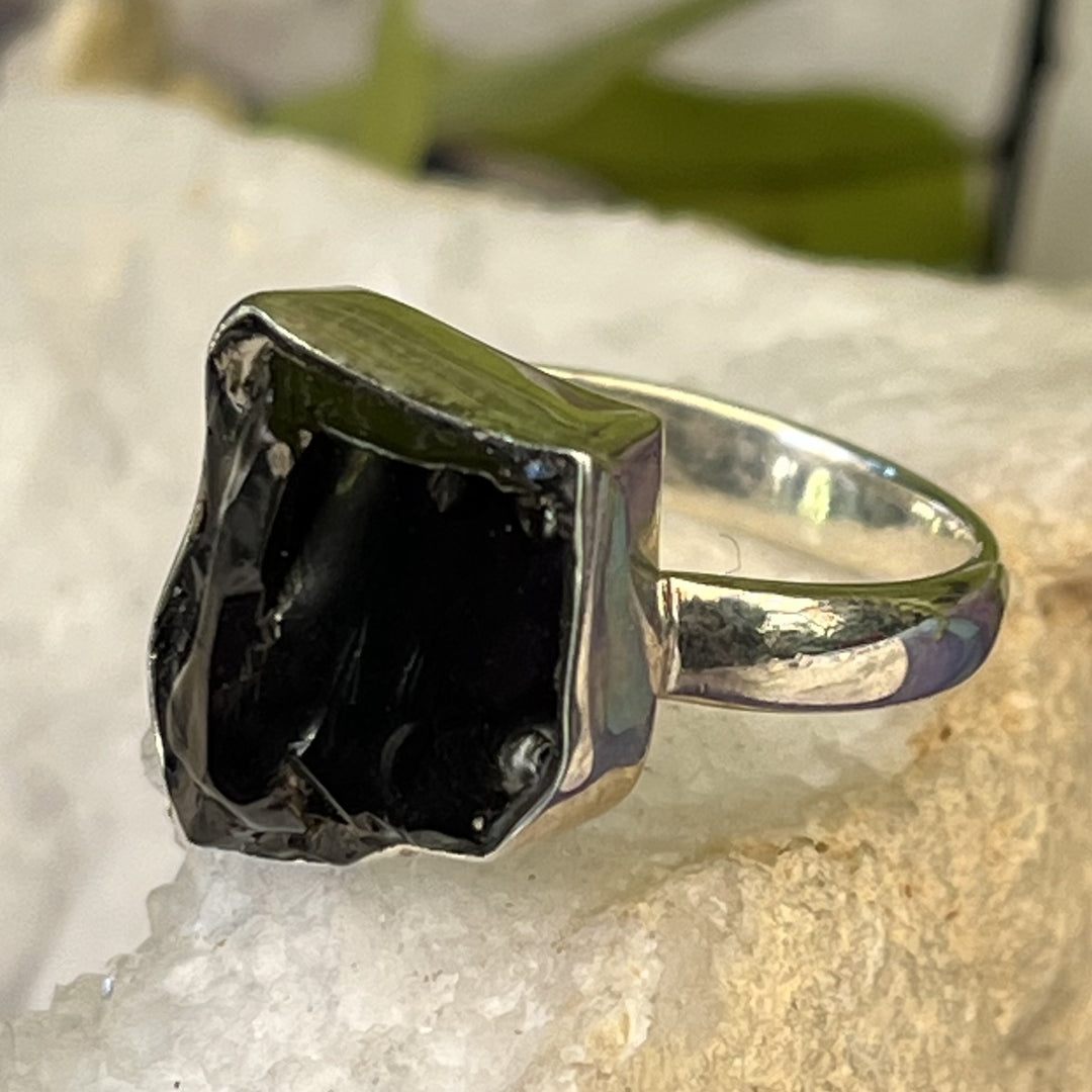 Ring Shungite Royal Noble Elite Raw 1.3 cm
