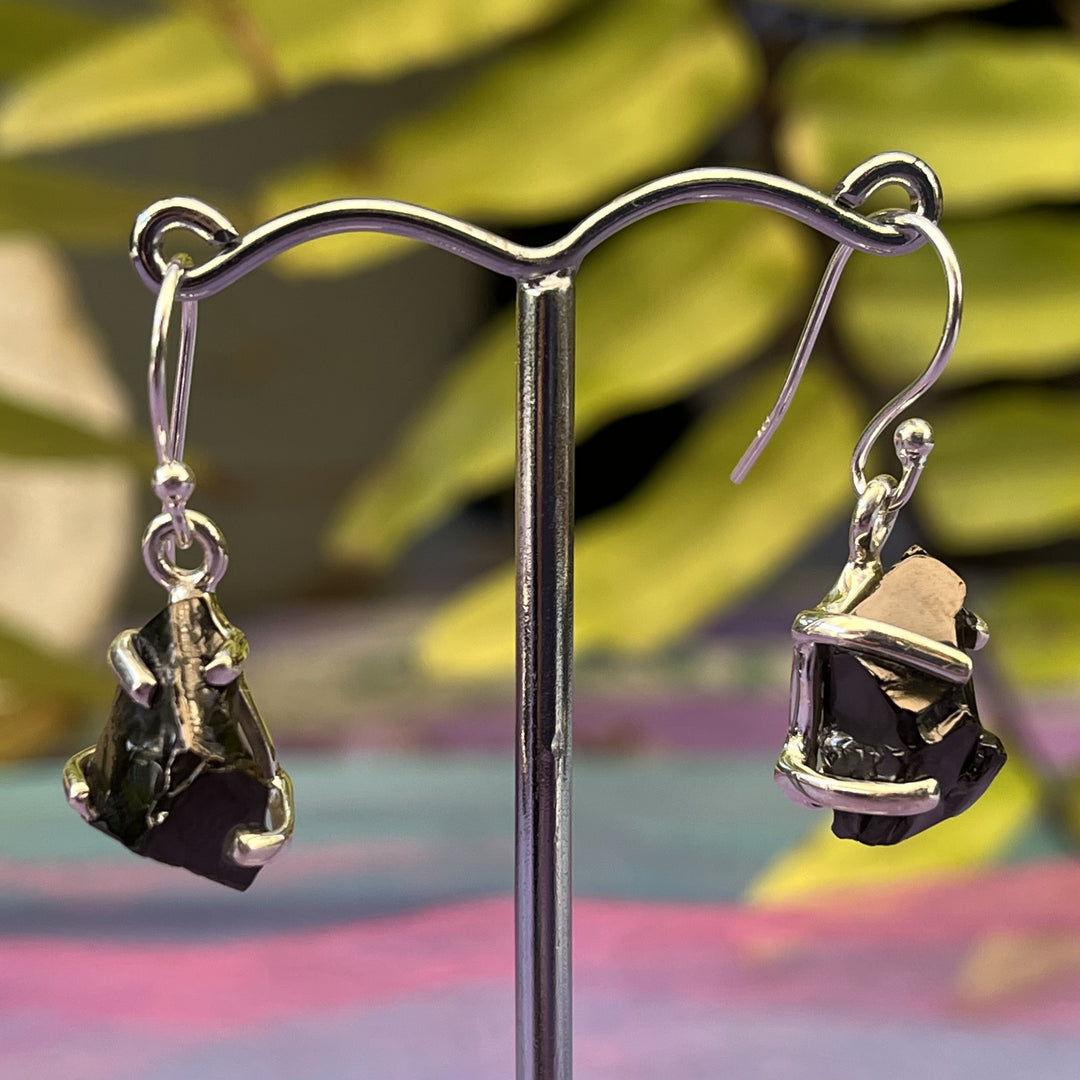 Earrings Shungite Royal Noble Elite Raw 3.0 cm