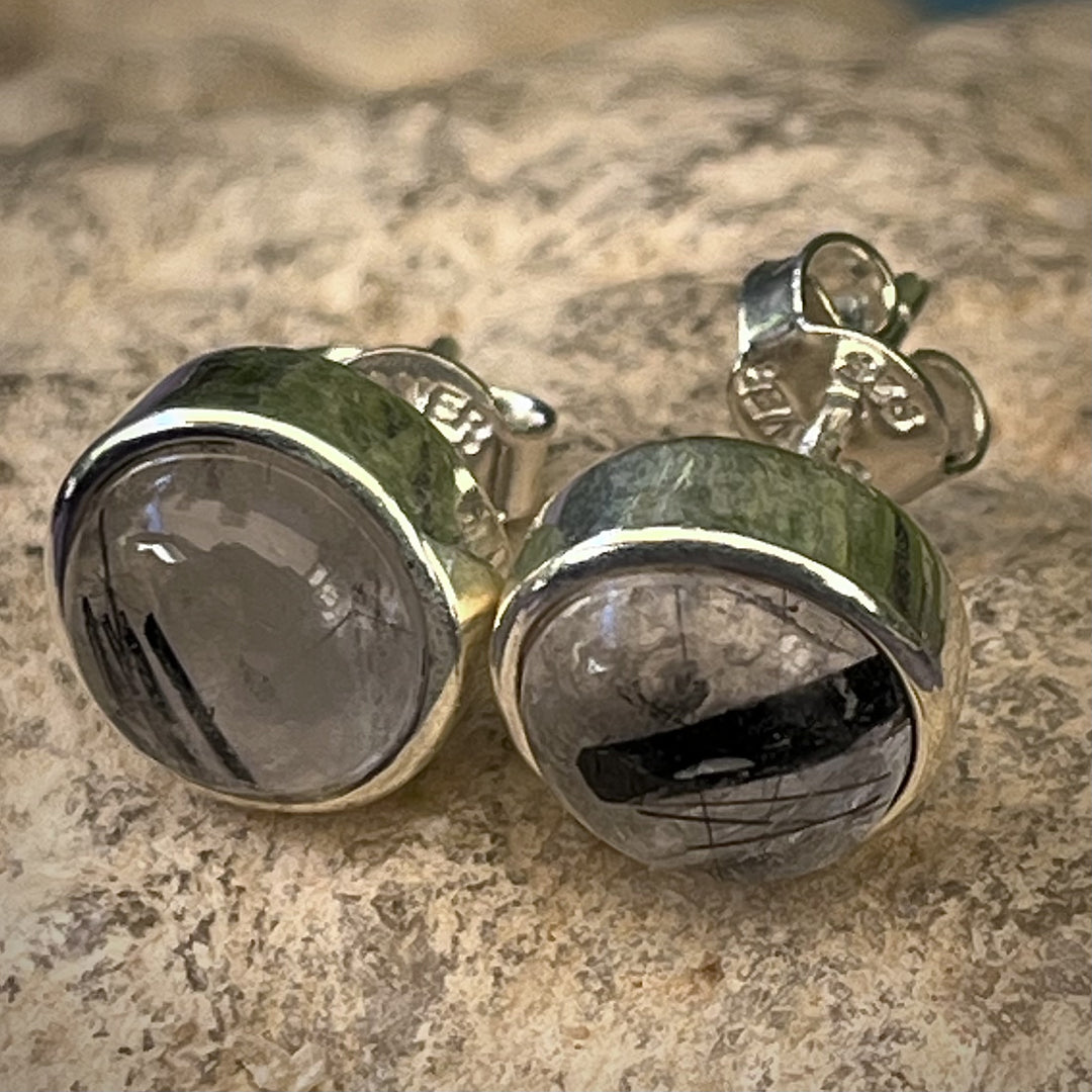 Stud Earrings Tourmaline in Quartz 1.7 cm