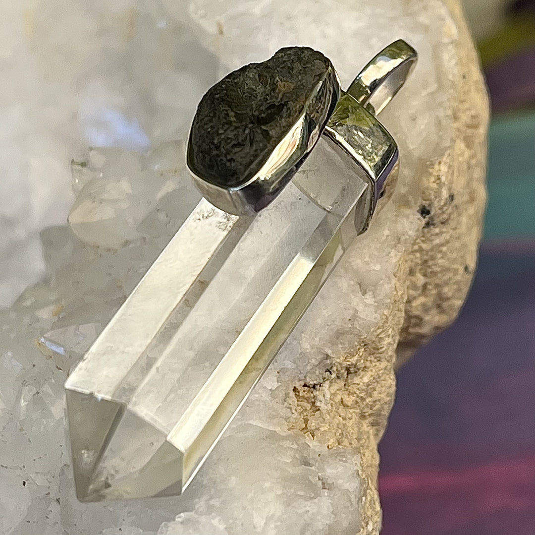 Pendant Clear Quartz Moldavite Point 4.4 cm