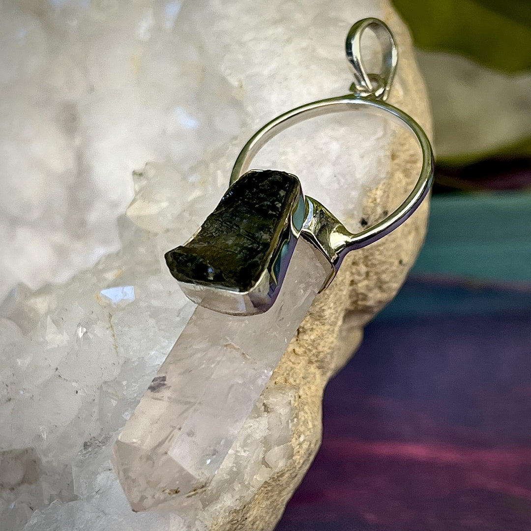 Pendant Rose Quartz Moldavite Point 6.1 cm