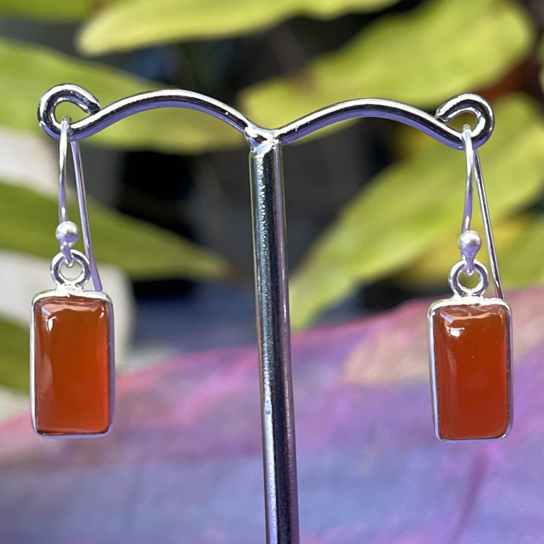 Earrings Carnelian Rectangle 2.6 cm