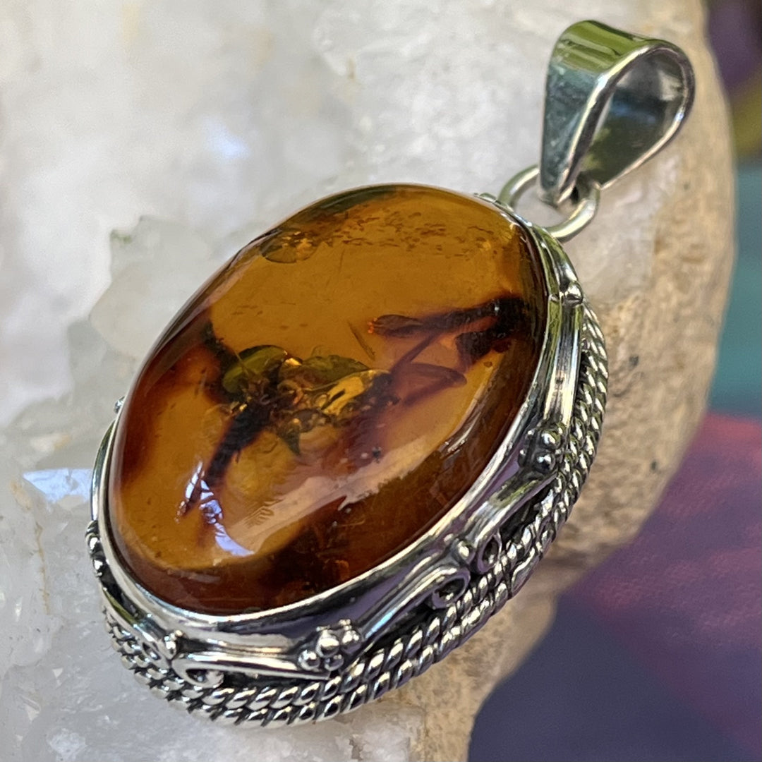 Pendant Amber Oval 4.2 cm