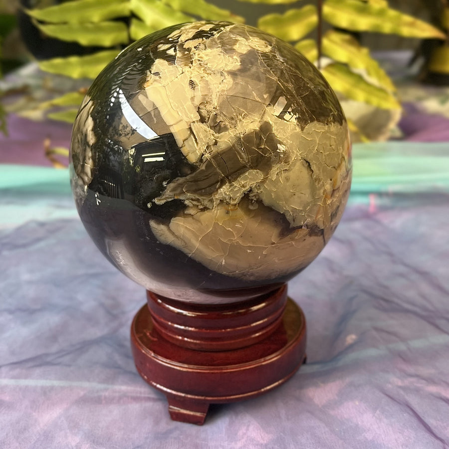 Sphere Volcanic Agate on Stand XL | Carpe Diem with Remi