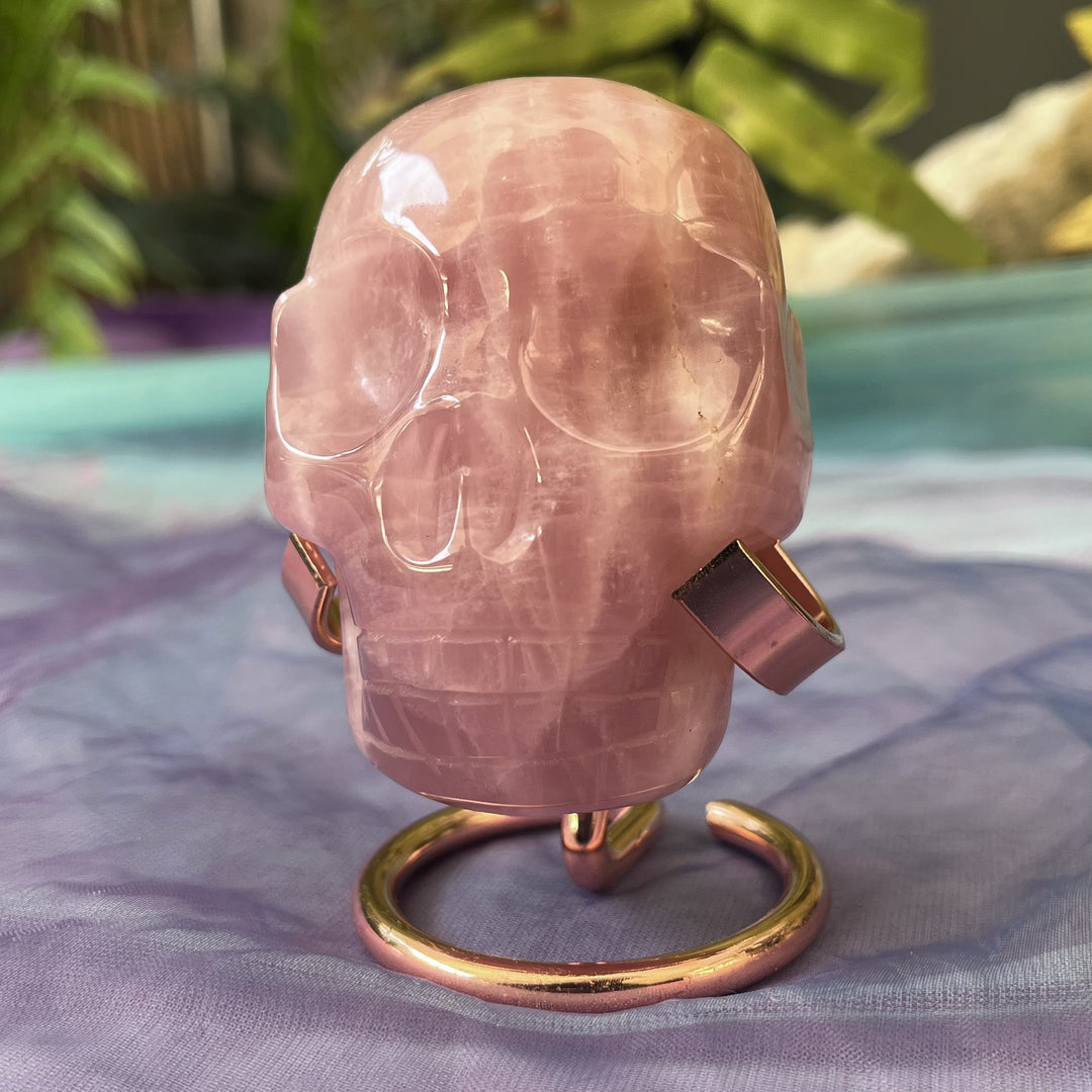 Skull Rose Quartz on Stand | Carpe Diem with Remi