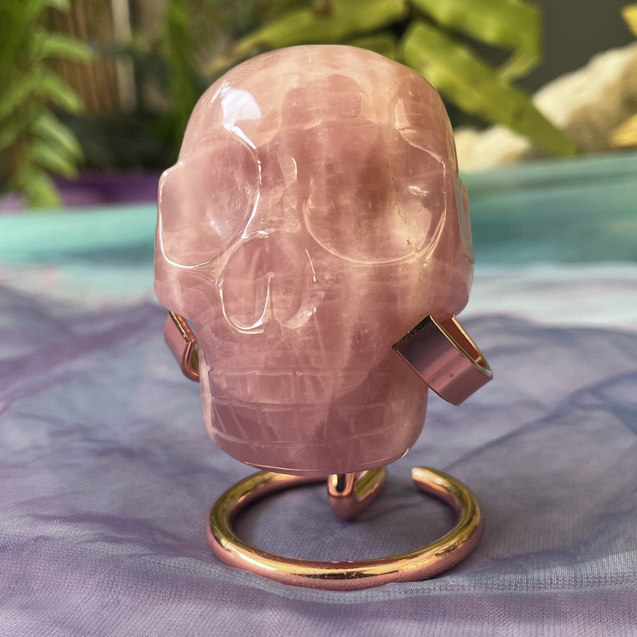 Skull Rose Quartz on Stand | Carpe Diem with Remi