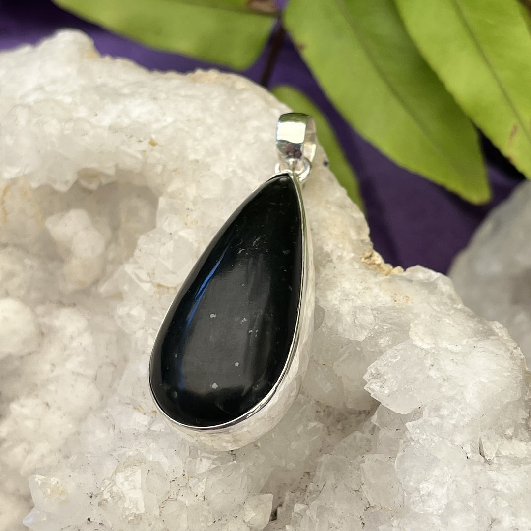 Pendant Black Jade Teardrop 4.9 cm