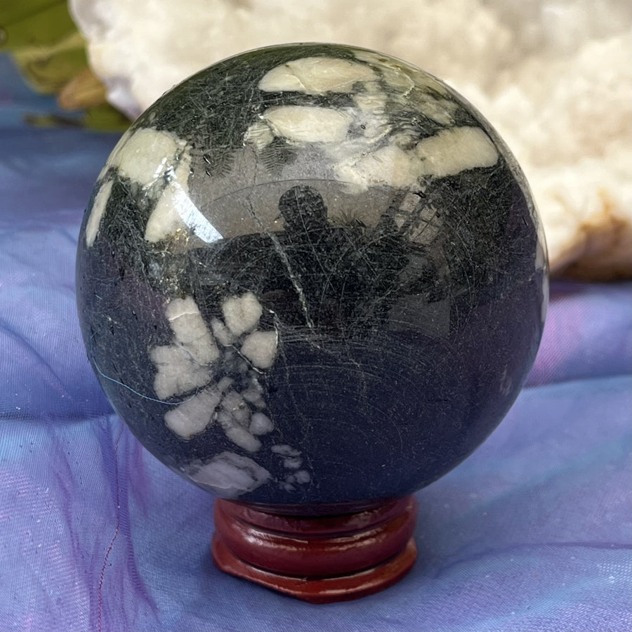 Chinese Writing Stone Sphere on Stand | Carpe Diem with Remi