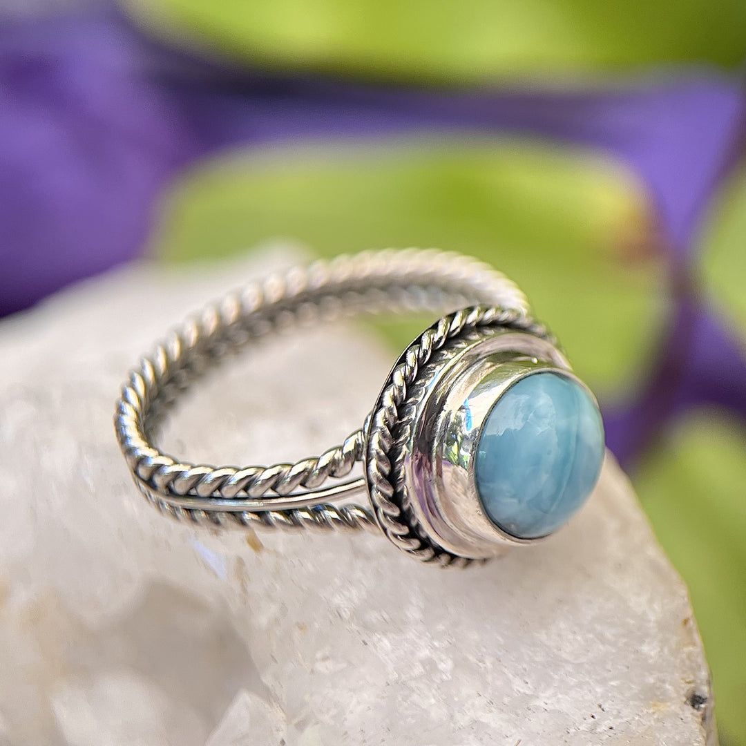Ring Larimar Round Dotted Band 0.7 cm