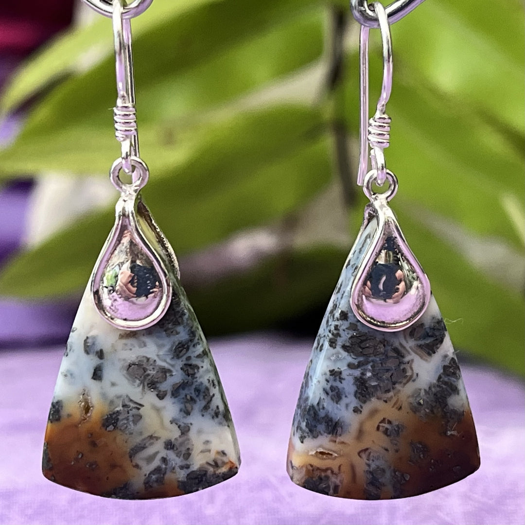 Earrings Moss Agate Indonesia 4.5 cm