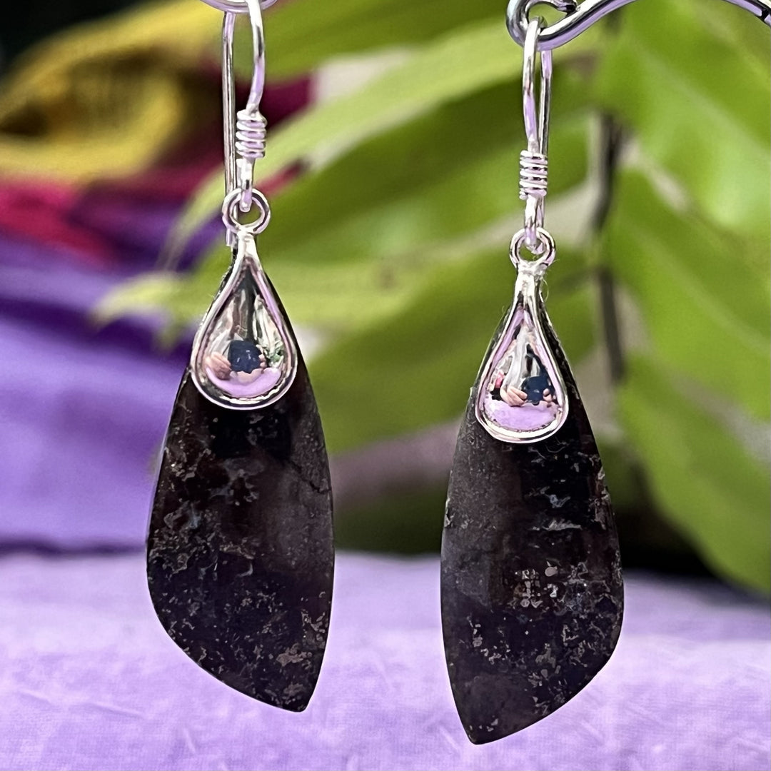 Earrings Lemurian Jade Freeform 5.0 cm