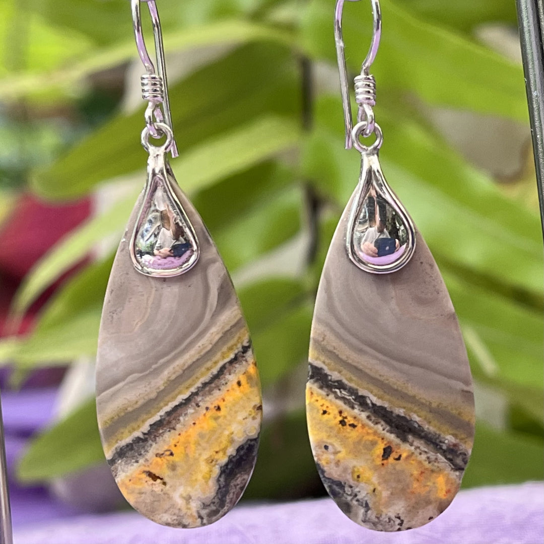 Earrings Bumblebee Jasper Eclipse Stone 5.3 cm