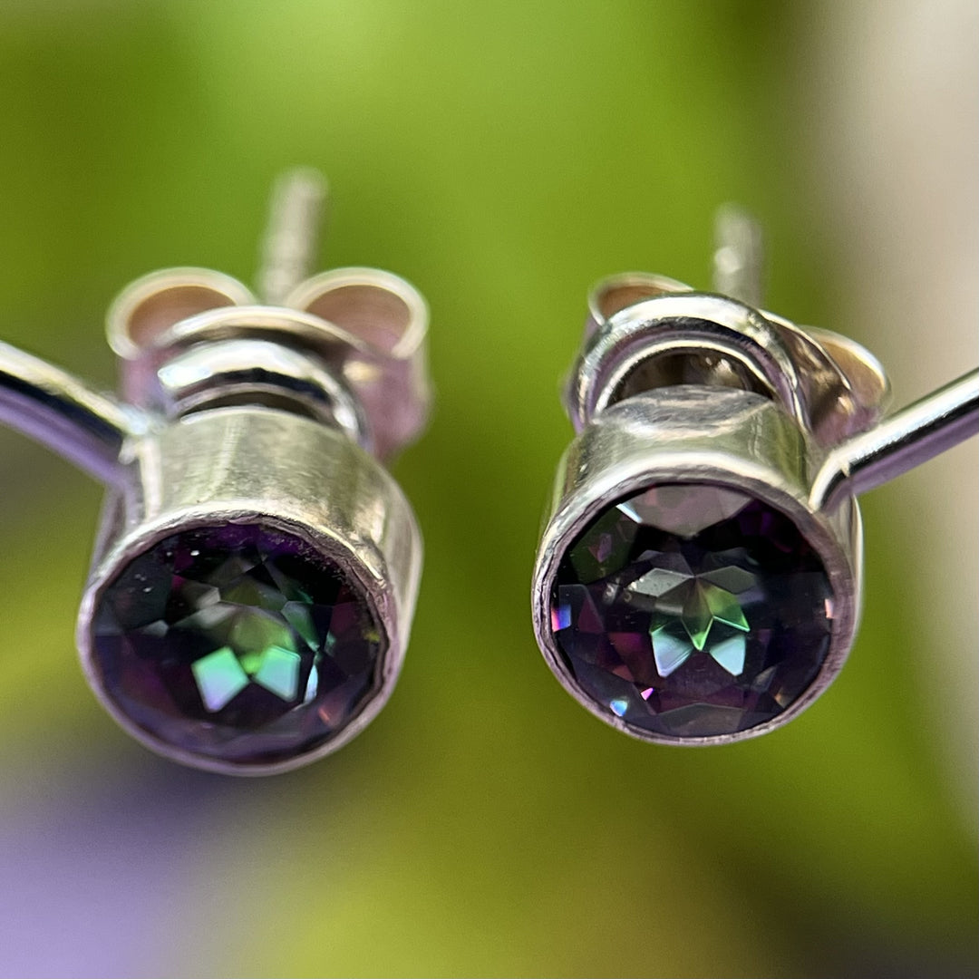 Stud Earrings Mystic Topaz Round 0.5 cm