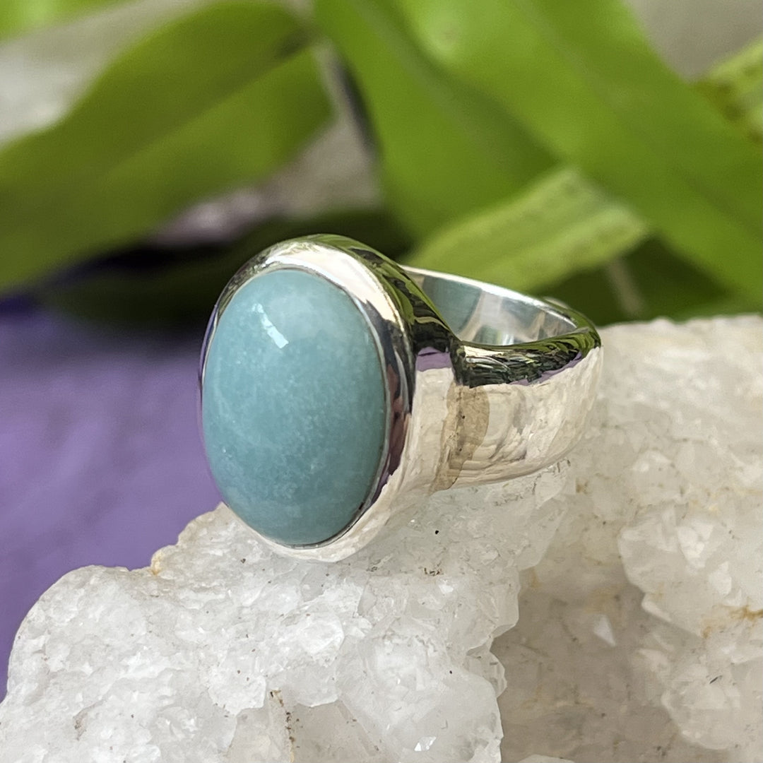 Ring Blue Chalcedony Oval 1.4 cm