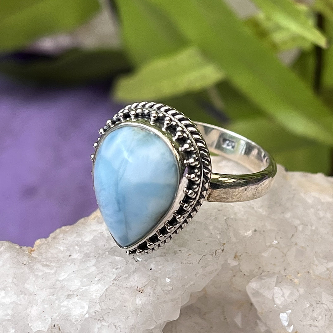 Ring Larimar Teardrop Dotted 1.5 cm