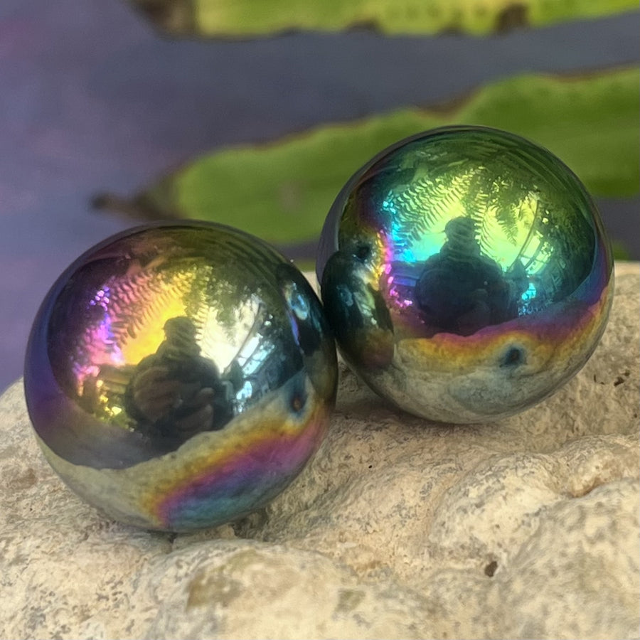 Sphere Rainbow Hematite Pair 2 cm | Carpe Diem with Remi