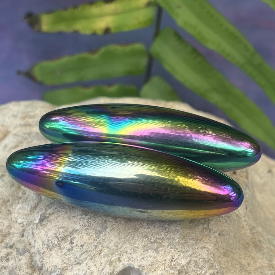 Hematite Magnetic Rainbow Lingams Pair | Carpe Diem with Remi