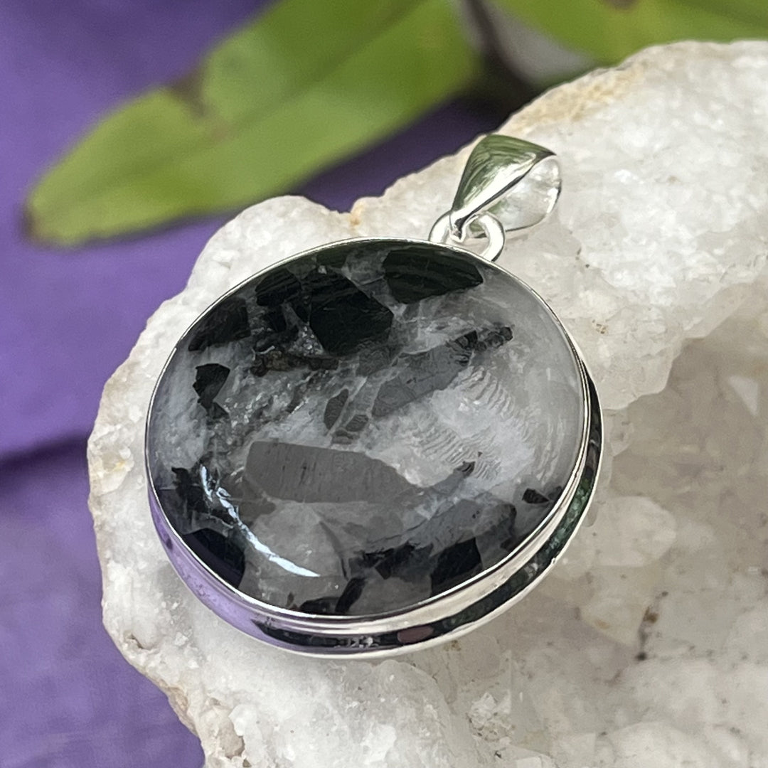 Pendant Tourmalinated Quartz Round 3.7 cm