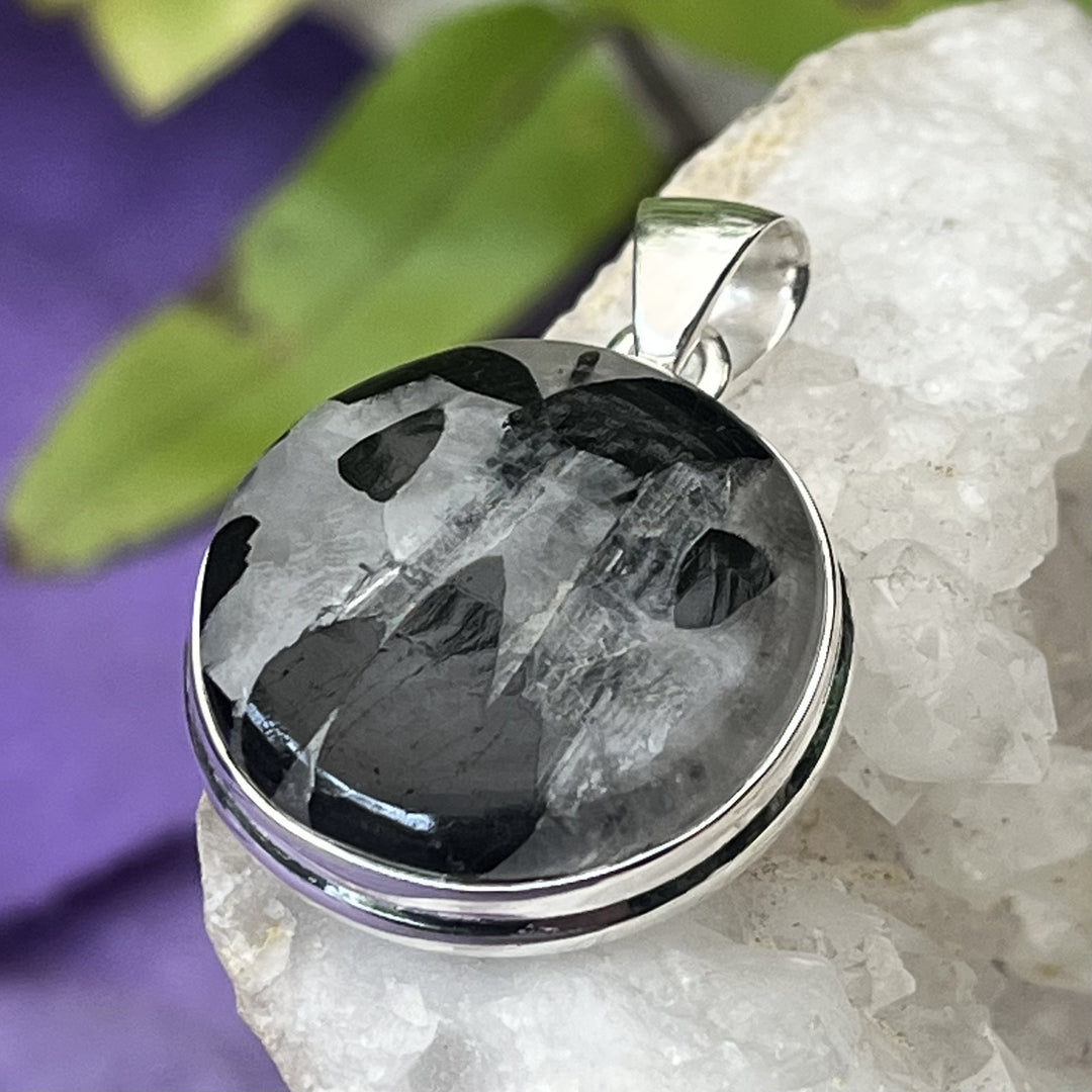 Pendant Tourmalinated Quartz Round 3.3 cm