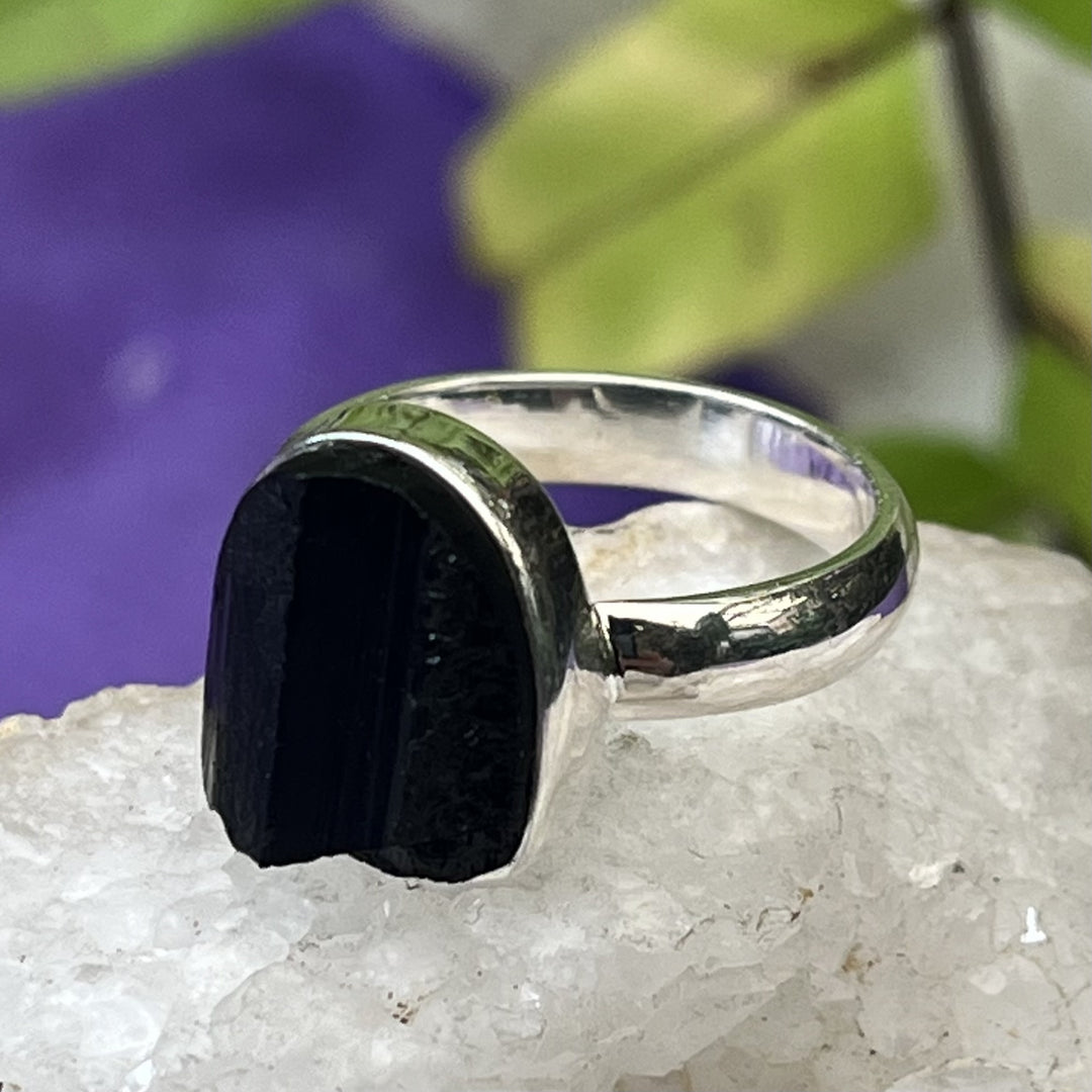 Ring Black Tourmaline Raw 1.2 cm