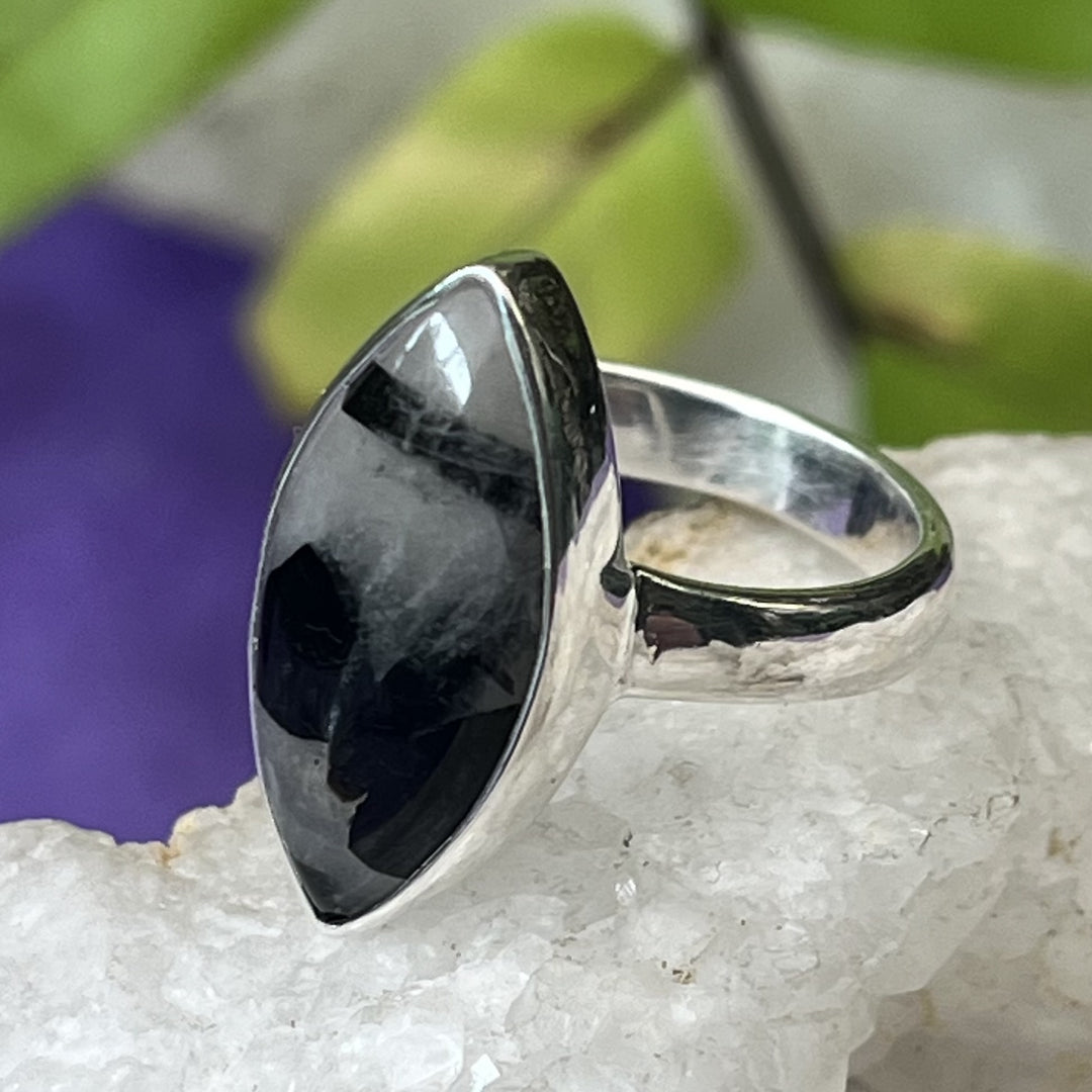 Ring Tourmalinated Quartz Marquise 1.7 cm
