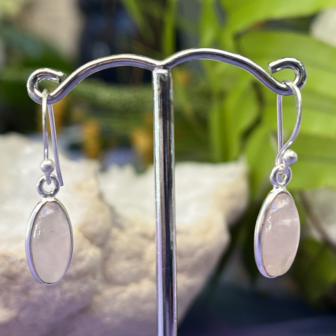 Earrings Rose Quartz Oval 2.6 cm