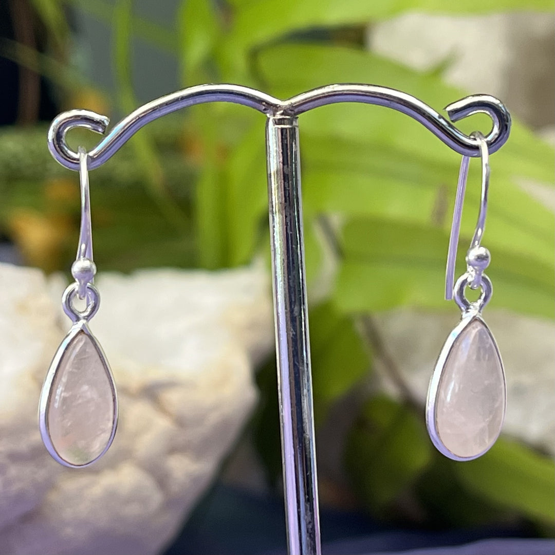 Earrings Rose Quartz Teardrop 2.60 cm