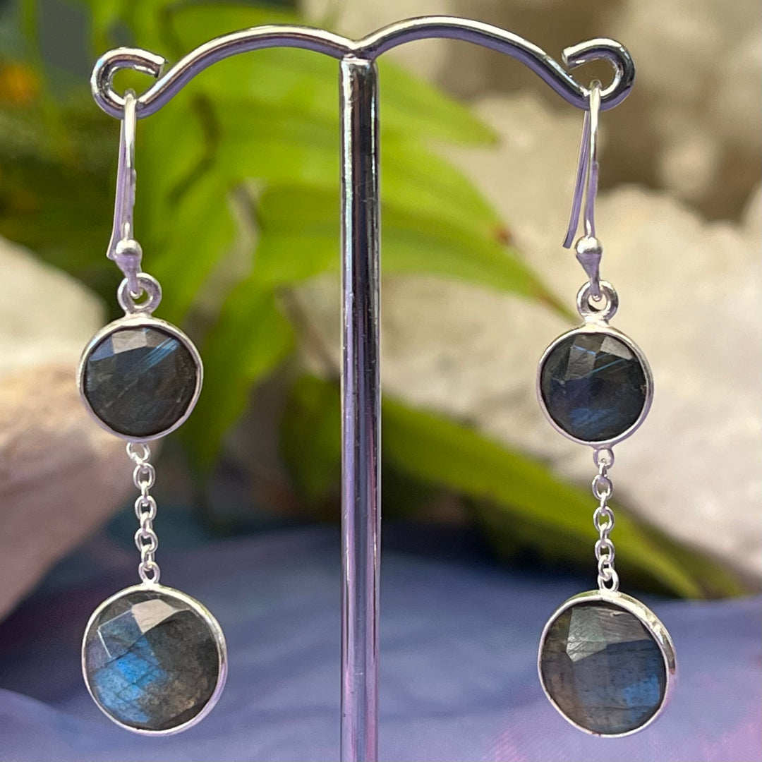Earrings Labradorite Round Faceted