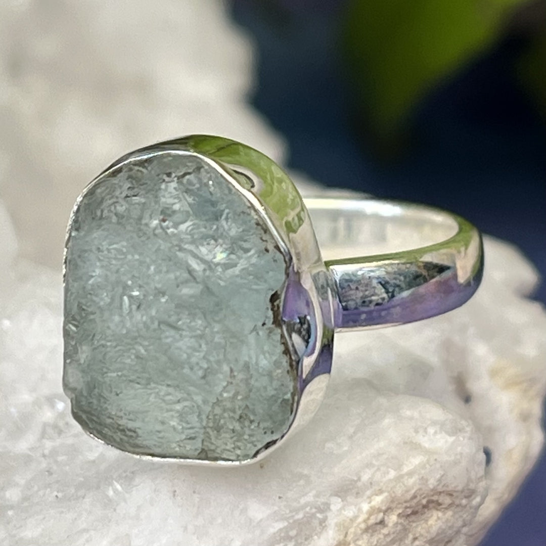 Ring Aquamarine Raw 1.4 cm