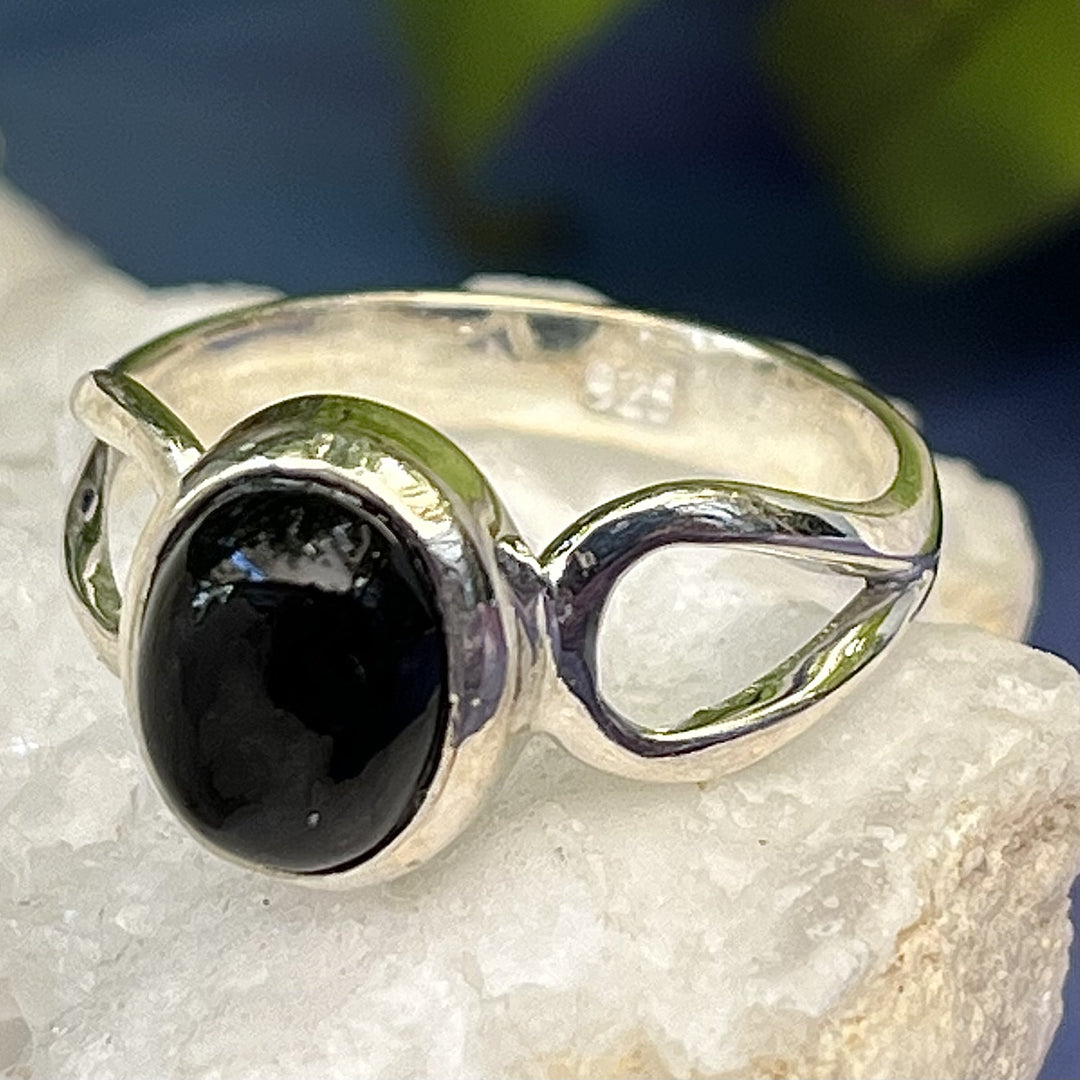 Ring Black Obsidian Oval 2.7 cm