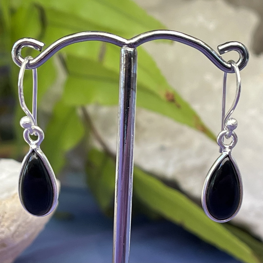 Earrings Black Obsidian Oval