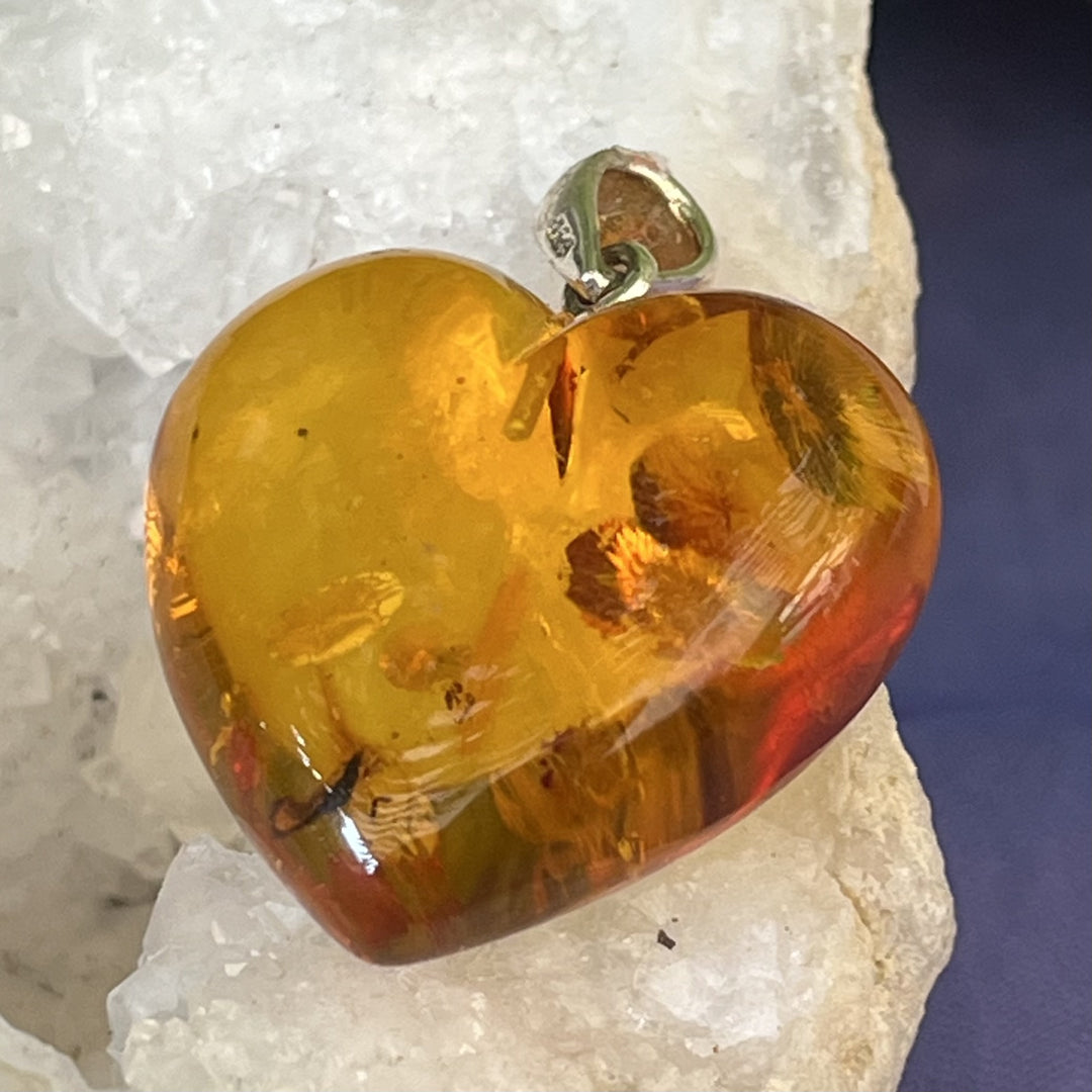 Pendant Amber Heart 3.4 cm